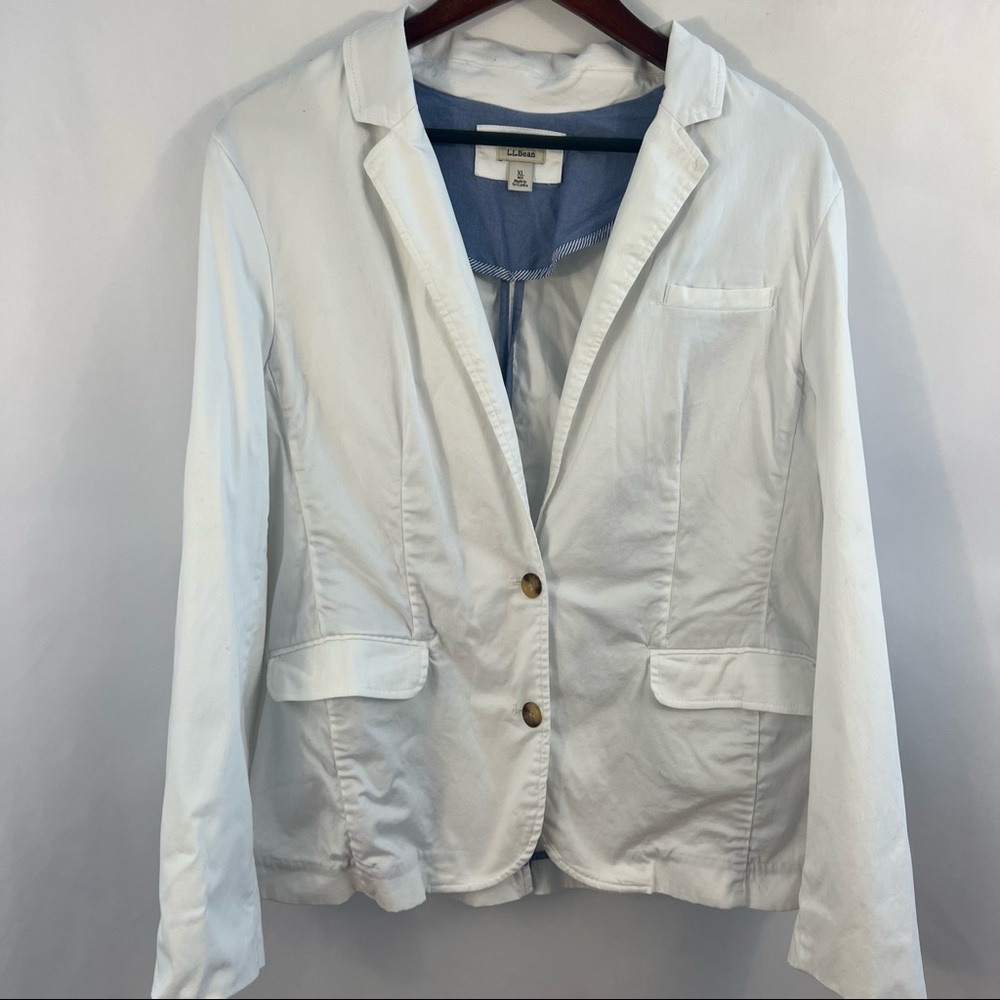 L.L. Bean Blazer Jacket Sport Coat Size XL White Cotton Button Front